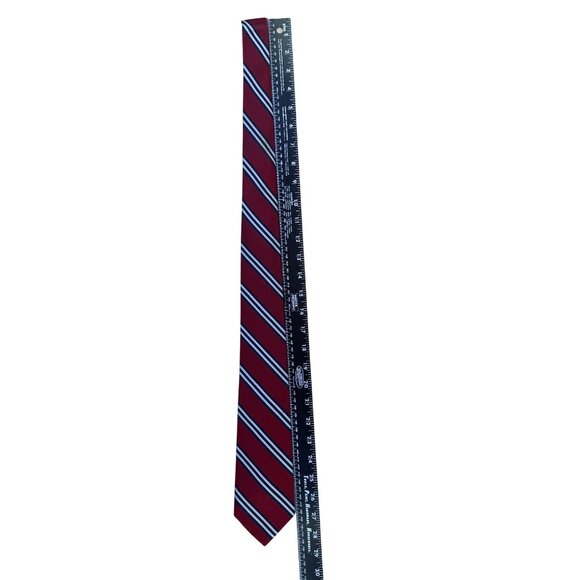 The Burlington Knot By J. Press Red & Navy Stripes 100% Silk Tie Classic Design - Picture 7 of 8